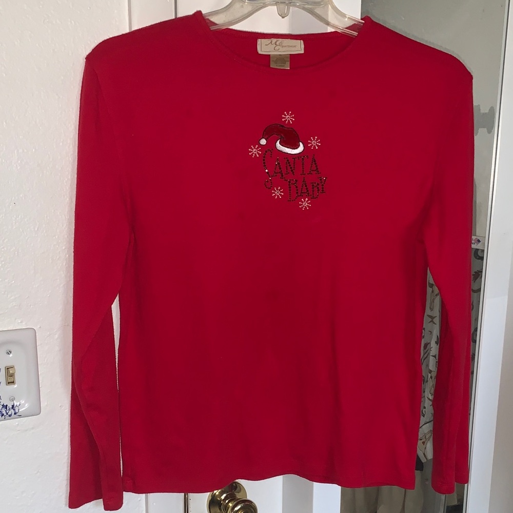 Festive Red Long Sleeve Women's Top